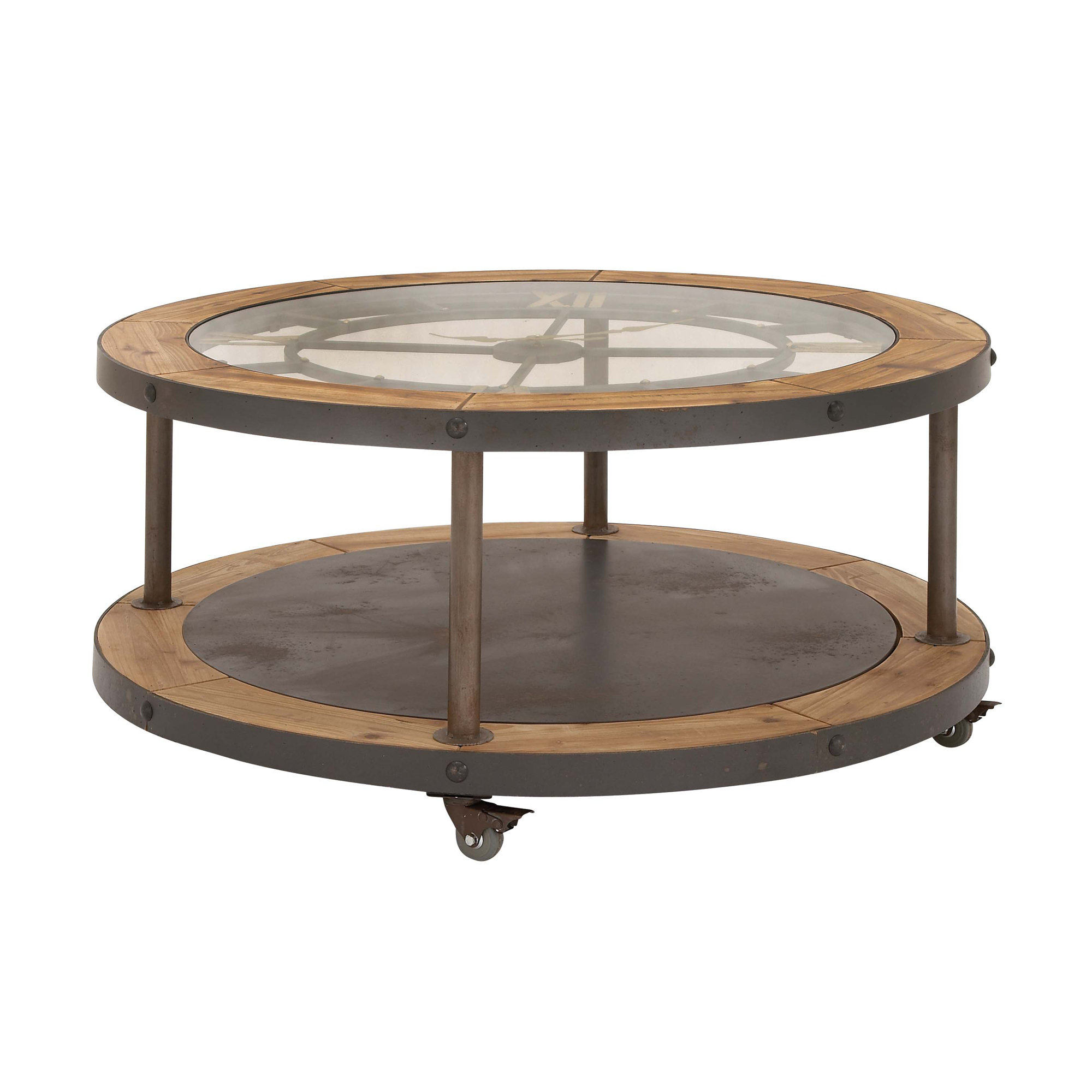 Cole & Grey Metal and Wood Clock Coffee Table & Reviews Wayfair